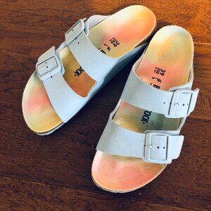 Birkenstock Arizona 39 Light Blue Rainbow Pride Unique Rare 8 8.5